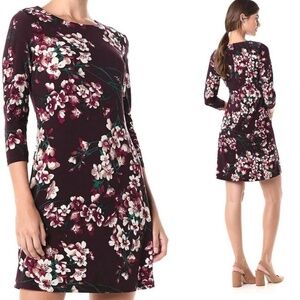 Tommy Hilfiger Mini dress Preppy Longsleeve Purple/Plum/Burgundy Floral Print 2